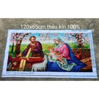 tranh thêu thành phẩm gia đình thánh 1m2x65cm