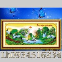 Tranh thêu tùng hạc diên niên kt141x69cm