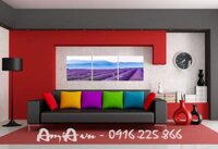 Tranh thiên nhiên đồng hoa lavender ghép bộ khổ nhỏ Amia 3042