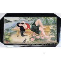 Tranh thiếu nữ nằm chõng tre