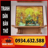 [Tranh thờ cúng ] - kt 61cmx81cm - sen trăng - dán vách thờ, bàn thờ, tượng thờ tranh trúc chỉ in MÂU NI