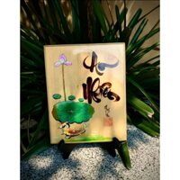 Tranh thư pháp An nhiên bằng bút lửa trên gỗ