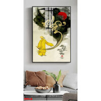 Tranh Thư Pháp chữ Nhẫn chất liệu gỗ in tráng gương 03