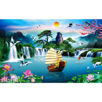 Tranh Thuận Buồm Xuôi Gió, Tranh Dán Tường có keo sẵn trang trí Phòng Khách, phòng ngủ hiện đại - 2363TTN