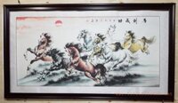 Tranh thủy mặc- Bát mã quần phong-TM76