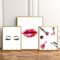 Tranh tiệm makeup mi móng chất liệu canvas đã có khung đủ mọi size
