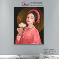 Tranh tô màu số hoá cô gái Việt Nam Việt phục GAM giúp thư giãn xả stress cho người lớn CN4408