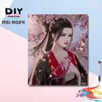 Tranh tô màu số hóa DIY Tranh nàng thơ Hán phục N024