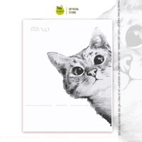 Tranh tô màu số hóa Madoca có khung 40x50cm Chú mèo xinh xắn T141