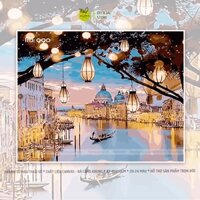 Tranh tô màu số hóa Madoca có khung 40x50cm hoàng hôn trên sông T990