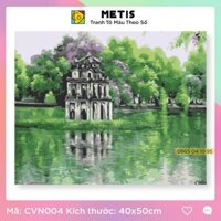 Tranh tô màu số hoá METIS Tranh phong cảnh nét xưa Việt Nam Tháp Rùa Hồ Hoàn Kiếm CVN004