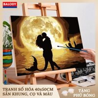 Tranh tô màu số hóa Nàng tiên cá 40x50cm MS1205 BALODY có khung, màu, cọ vẽ ,móc treo tường