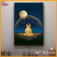 Tranh tô màu theo số GAU tôn giáo tranh Đức Phật tọa thiền dưới trăng TN3089