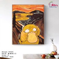 Tranh tô màu theo số hài hước vịt koduck Pokemon GAM mã NV4025 kèm khung đã căng