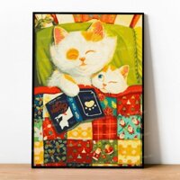 ✅Tranh tô màu theo số - Mèo lười ngủ ngày đã căng khung 40x50cm 33 màu