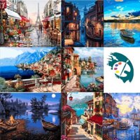 TRANH TÔ MÀU THEO SỐ - TỔNG HỢP TRANH PHONG CẢNH - KT 40*50cm