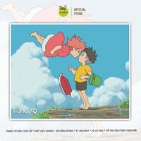 Tranh tô màu theo số, tranh số hóa, tranh tô màu số hóa Madoca - cô bé người cá Ponyo T1079 40x50 Có Khung