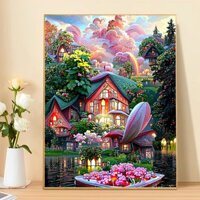 ✅Tranh Tô Theo Số - Lâu Đài Tiên Cảnh- Tranh Số Hóa Phong Cảnh Đã Căng Sẵn Khung 40x50