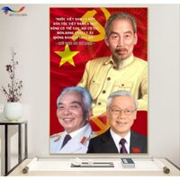 Tranh tráng gương 3 Vị Lãnh Tụ Vĩ Đại của Đất Nước- Bác Hồ, Bác Giáp, Bác Trọng