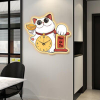 Tranh tráng gương 5d mèo thần tài đèn gắn led, mẫu đồng hồ nhận thiết kế theo yêu cầu sáng bóng thay thế đèn ngủ