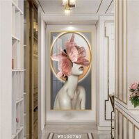 Tranh tráng gương chân dung Cô gái nghệ thuật trang trí decor treo tường lối vào hành lang spa khách sạn nail