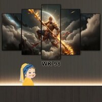 Tranh Tráng Gương Dán Tường Black Myth Wukong Ghép 5 Tấm Cán Fomex 5mm Dán Keo Chuyên Dụng Decor Phòng Khách, Phòng Học