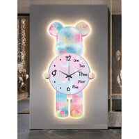 Tranh tráng gương decor đồng hồ Bearbrick, chất liệu gỗ MDF phủ Mica bóng, trang trí sang trọng làm quà tặng