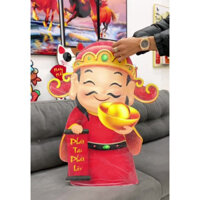 Tranh tráng gương đèn Led ông Thần Tài tượng trưng cho sự thịnh vượng tài lộc và may mắn