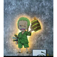 Tranh Tráng Gương Đèn Led Luffy One Piece Chibi Luffy gear 5  Roronoa Zoro Dễ Thương Decor Phòng khách phòng ngủ
