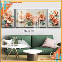 Tranh tráng gương hoa 5D, tranh trang trí phòng khách, in phong cách phù điêu đắp nổi TGTTT