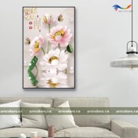 Tranh Tráng Gương Hoa Sen - HS001 (Kích thước 40x60cm)