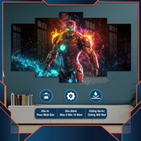 Tranh Tráng Gương Iron Man cực ngầu, chất liệu mika gương bồi fomex 5mm dán tường, có keo dán sẵn 2 mặt