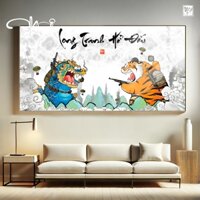 Tranh tráng gương LONG TRANH HỔ ĐẤU 2 (PUBG) Khung bo viền, Để Bàn, Treo Tường, Đủ Phụ Kiện, vô tri