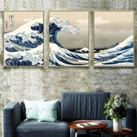 Tranh tráng gương phong cách sơn dầu sóng biển ngoài khời - Tranh pha lê treo tường hiện đại