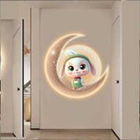 tranh tráng gương thỏ cute có gắn đèn led , treo tường , phòng khách , lớp học , decor M78