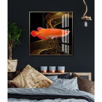 Tranh tráng gương- Tranh đơn vuông- Chủ đề Cá- Tranh treo phòng khách, decor- KT 50cm