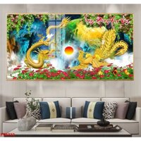 Tranh tráng gương- Tranh Rồng Thiên- Tranh treo phòng khách- KT 40x80cm