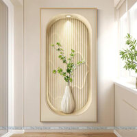 Tranh Tráng Gương Treo Tường "BÌNH HOA CÂY CẢNH" In UV 5D Cao Cấp