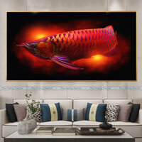 Tranh Tráng Gương Treo Tường "CÁ RỒNG HUYẾT LONG" In UV 5D Cao Cấp