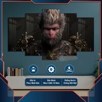 Tranh Tráng Gương WuKong cực chất, chất liệu mika gương bồi fomex 5mm dán tường, có keo dán sẵn 2 mặt
