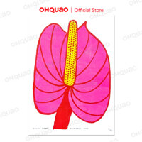 Tranh trang trí in Riso giấy mỹ thuật A3 - Anthurium Pink A3 Riso Print