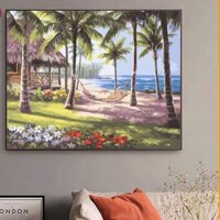 Tranh trang trí tô màu theo số phong cảnh bãi biển BEE HAPYY PC4259