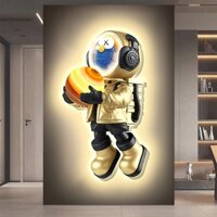 Tranh trang trí treo tường Mica tráng gương 3D hình gấu kaws Bearbrick kèm khung treo siêu bền - Space.decor.S04