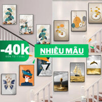 Tranh treo cầu thang chất liệu tráng gương cao cấp bộ ba bức cực đẹp nhiều mẫu bán chạy đã gồm khung viền tặng đinh treo