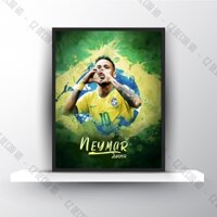 Tranh Treo kết hợp Dán Tường Neymar JR Thiết Kế Cực Độc Đáo Chất Liệu Tranh Canvas, Decor