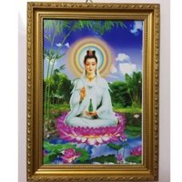 TRANH TREO PHẬT QUAN ÂM ( KT 35x45, khung giả gỗ )