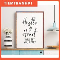 Tranh treo tường | - Typography-Hustle and Heart Will Set You Apart Printable Art 35 , tranh canvas giá rẻ