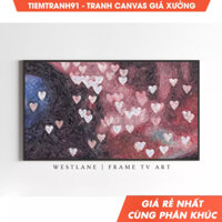 Tranh treo tường, Abstract Modern Hearts Painting Frame TV Art  Valentines Day Love Decor TV310,tặng kèm đinh treo.(407)