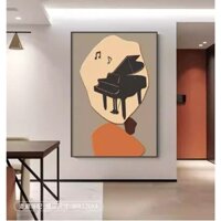 Tranh treo tường âm nhạc tranh đàn piano có khung tranh kèm đinh treo