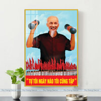 Tranh Treo Tường "BÁC HỒ - BÁC GIÁP" Tráng Gương In UV 5D Cao Cấp